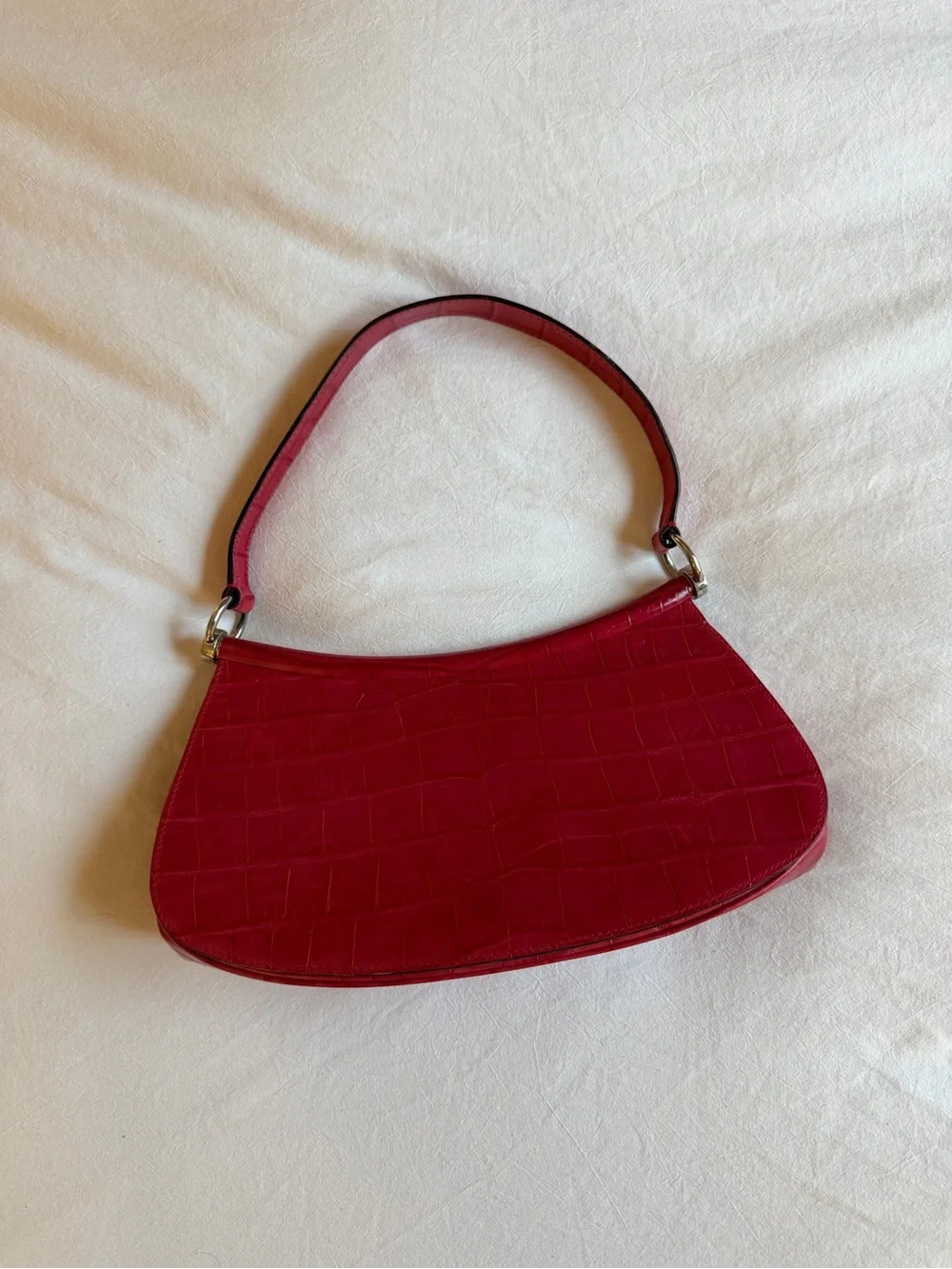 Vintage ESCADA Cherry Red Croc Leather  Shoulder bag